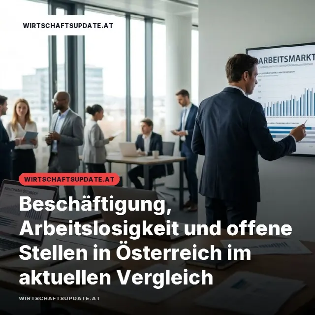 Share-Card fuer Beschäftigung, Arbeitslosigkeit und offene Stellen in Österreich im aktuellen Vergleich